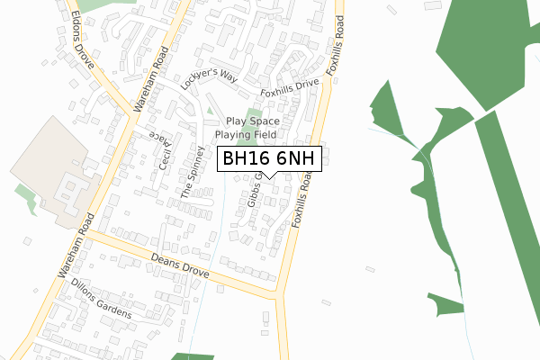 BH16 6NH map - large scale - OS Open Zoomstack (Ordnance Survey)