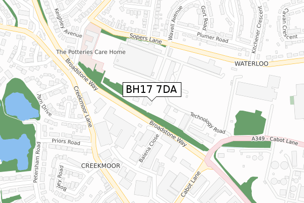 BH17 7DA map - large scale - OS Open Zoomstack (Ordnance Survey)