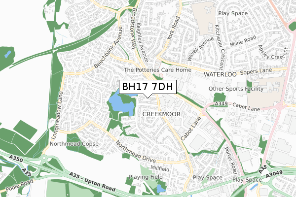 BH17 7DH map - small scale - OS Open Zoomstack (Ordnance Survey)