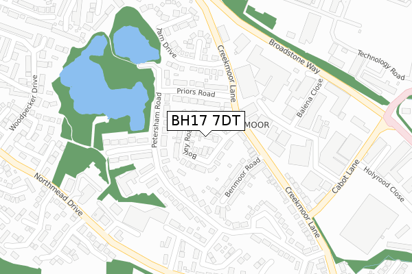 BH17 7DT map - large scale - OS Open Zoomstack (Ordnance Survey)