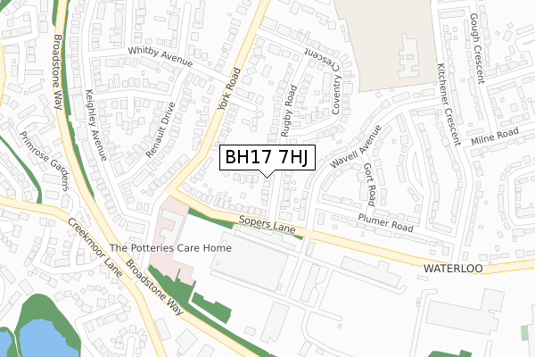 BH17 7HJ map - large scale - OS Open Zoomstack (Ordnance Survey)