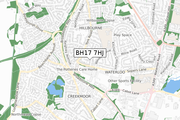 BH17 7HJ map - small scale - OS Open Zoomstack (Ordnance Survey)