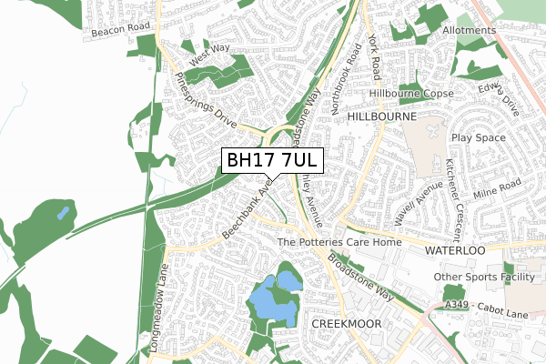 BH17 7UL map - small scale - OS Open Zoomstack (Ordnance Survey)