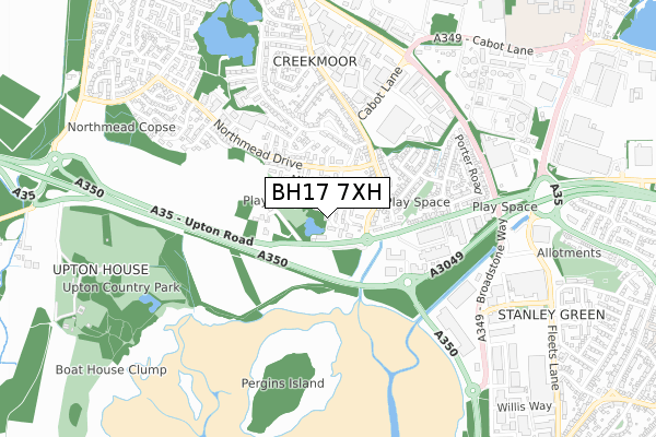 BH17 7XH map - small scale - OS Open Zoomstack (Ordnance Survey)