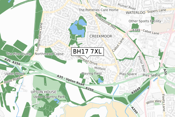 BH17 7XL map - small scale - OS Open Zoomstack (Ordnance Survey)