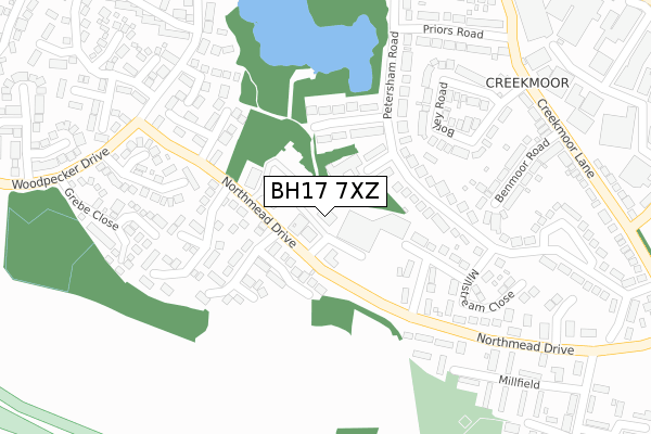 BH17 7XZ map - large scale - OS Open Zoomstack (Ordnance Survey)