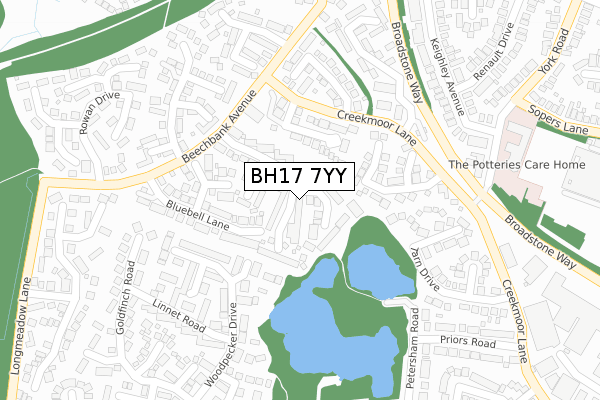 BH17 7YY map - large scale - OS Open Zoomstack (Ordnance Survey)