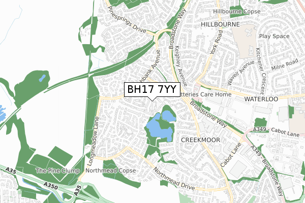 BH17 7YY map - small scale - OS Open Zoomstack (Ordnance Survey)