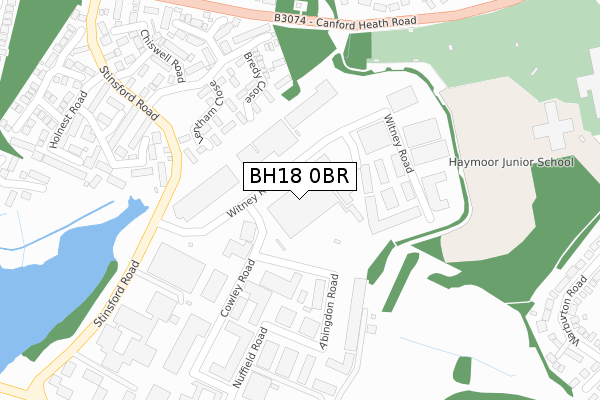 BH18 0BR map - large scale - OS Open Zoomstack (Ordnance Survey)