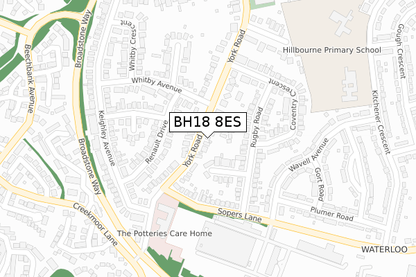 BH18 8ES map - large scale - OS Open Zoomstack (Ordnance Survey)