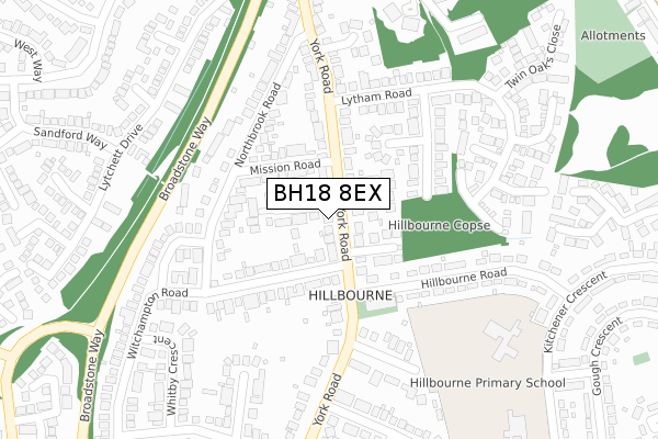 BH18 8EX map - large scale - OS Open Zoomstack (Ordnance Survey)