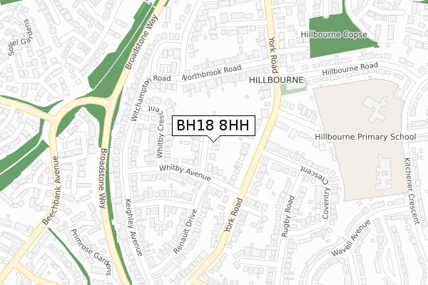 BH18 8HH map - large scale - OS Open Zoomstack (Ordnance Survey)