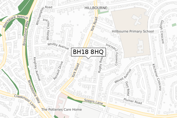 BH18 8HQ map - large scale - OS Open Zoomstack (Ordnance Survey)