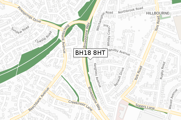 BH18 8HT map - large scale - OS Open Zoomstack (Ordnance Survey)