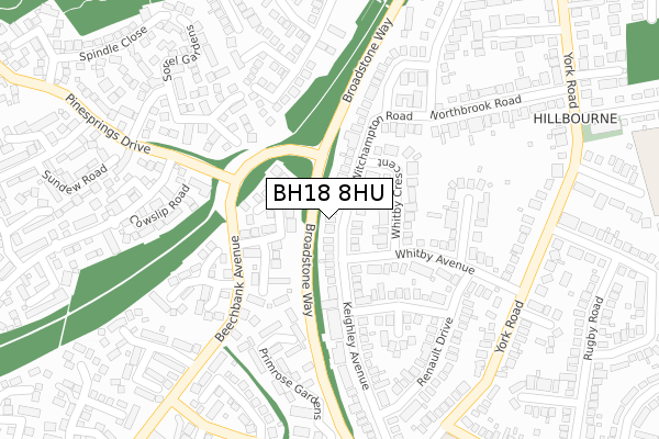 BH18 8HU map - large scale - OS Open Zoomstack (Ordnance Survey)