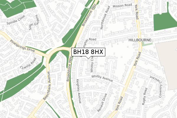 BH18 8HX map - large scale - OS Open Zoomstack (Ordnance Survey)