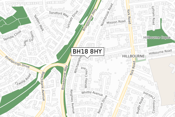 BH18 8HY map - large scale - OS Open Zoomstack (Ordnance Survey)