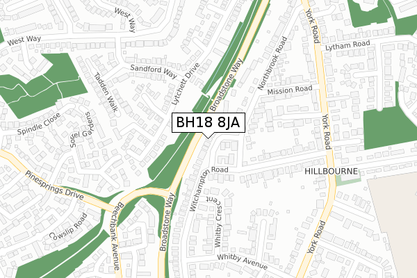 BH18 8JA map - large scale - OS Open Zoomstack (Ordnance Survey)