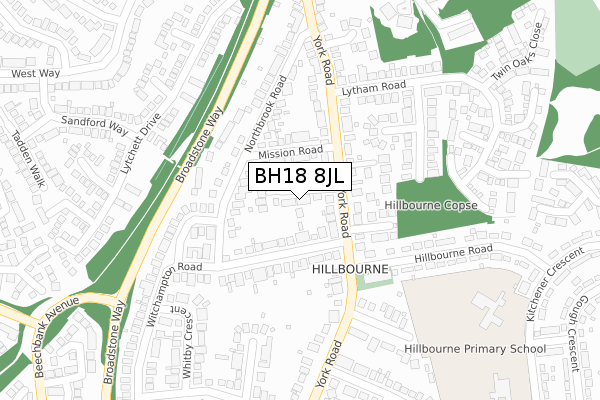 BH18 8JL map - large scale - OS Open Zoomstack (Ordnance Survey)