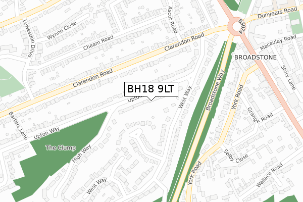 BH18 9LT map - large scale - OS Open Zoomstack (Ordnance Survey)