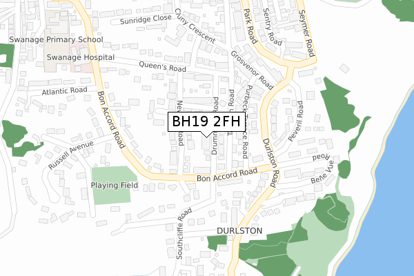 BH19 2FH map - large scale - OS Open Zoomstack (Ordnance Survey)