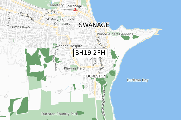 BH19 2FH map - small scale - OS Open Zoomstack (Ordnance Survey)