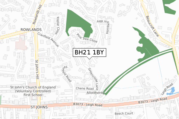 BH21 1BY map - large scale - OS Open Zoomstack (Ordnance Survey)