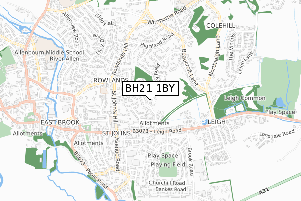 BH21 1BY map - small scale - OS Open Zoomstack (Ordnance Survey)