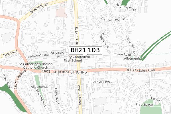 BH21 1DB map - large scale - OS Open Zoomstack (Ordnance Survey)