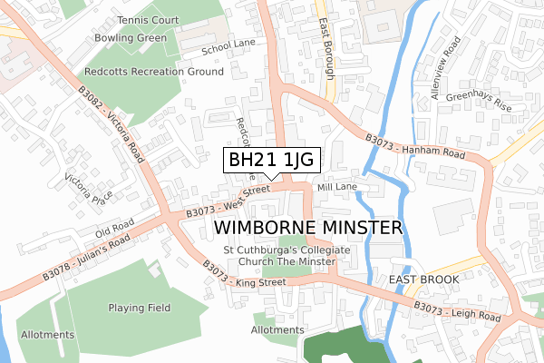 BH21 1JG map - large scale - OS Open Zoomstack (Ordnance Survey)