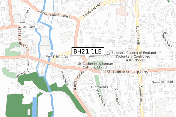 BH21 1LE map - large scale - OS Open Zoomstack (Ordnance Survey)