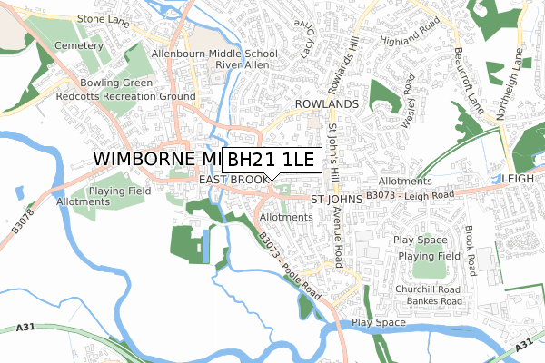 BH21 1LE map - small scale - OS Open Zoomstack (Ordnance Survey)