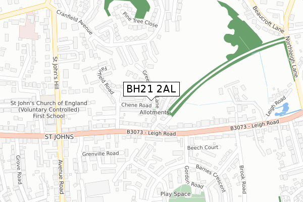 BH21 2AL map - large scale - OS Open Zoomstack (Ordnance Survey)