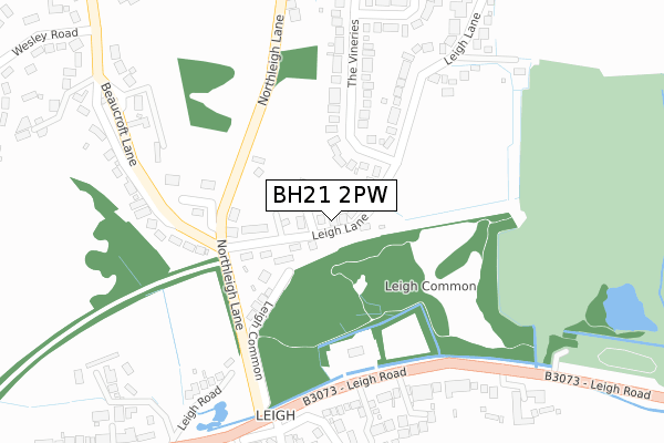 BH21 2PW map - large scale - OS Open Zoomstack (Ordnance Survey)