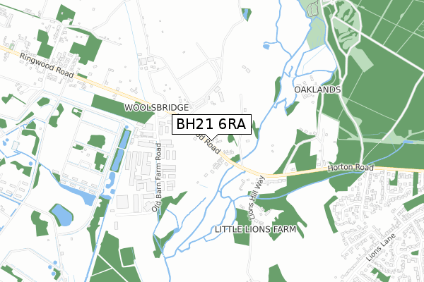 BH21 6RA map - small scale - OS Open Zoomstack (Ordnance Survey)