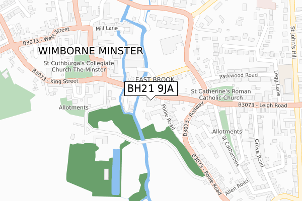 BH21 9JA map - large scale - OS Open Zoomstack (Ordnance Survey)