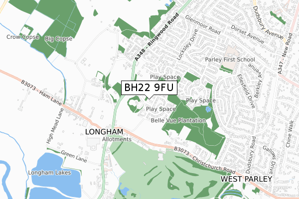 BH22 9FU map - small scale - OS Open Zoomstack (Ordnance Survey)