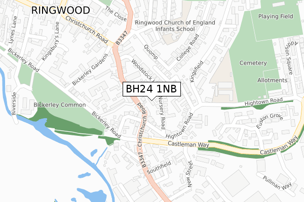 BH24 1NB map - large scale - OS Open Zoomstack (Ordnance Survey)