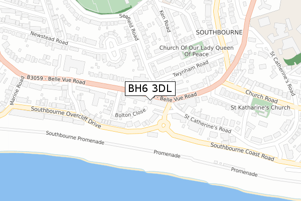 BH6 3DL map - large scale - OS Open Zoomstack (Ordnance Survey)