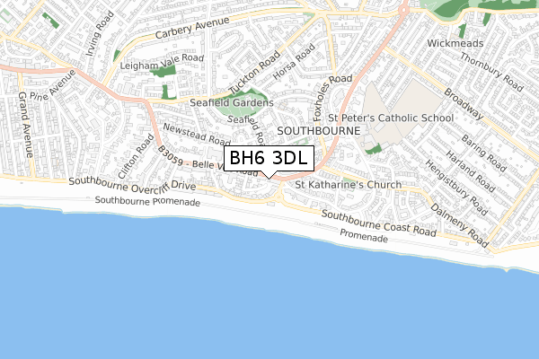 BH6 3DL map - small scale - OS Open Zoomstack (Ordnance Survey)