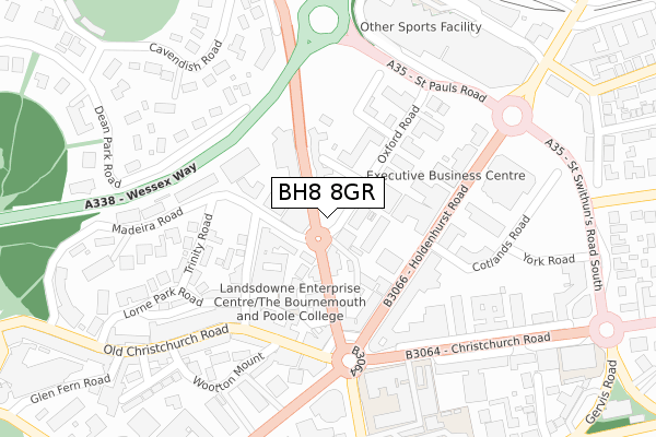 BH8 8GR map - large scale - OS Open Zoomstack (Ordnance Survey)