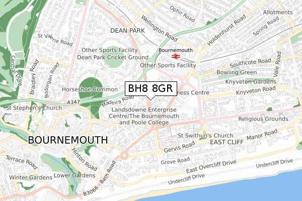 BH8 8GR map - small scale - OS Open Zoomstack (Ordnance Survey)