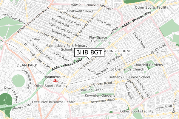 BH8 8GT map - small scale - OS Open Zoomstack (Ordnance Survey)