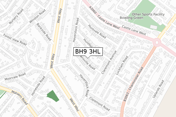 BH9 3HL map - large scale - OS Open Zoomstack (Ordnance Survey)