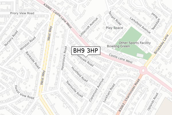 BH9 3HP map - large scale - OS Open Zoomstack (Ordnance Survey)