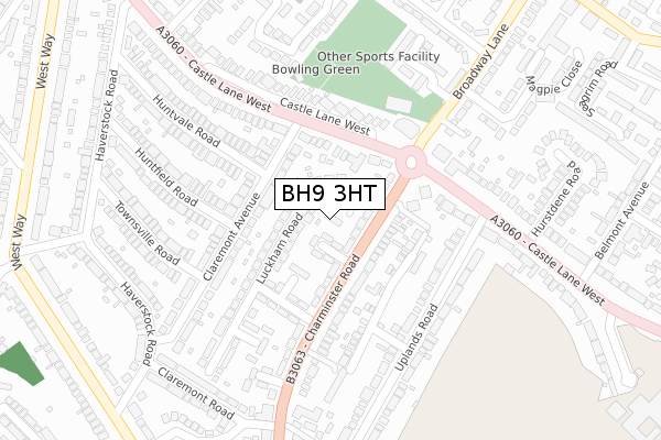 BH9 3HT map - large scale - OS Open Zoomstack (Ordnance Survey)