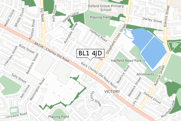 BL1 4JD map - large scale - OS Open Zoomstack (Ordnance Survey)