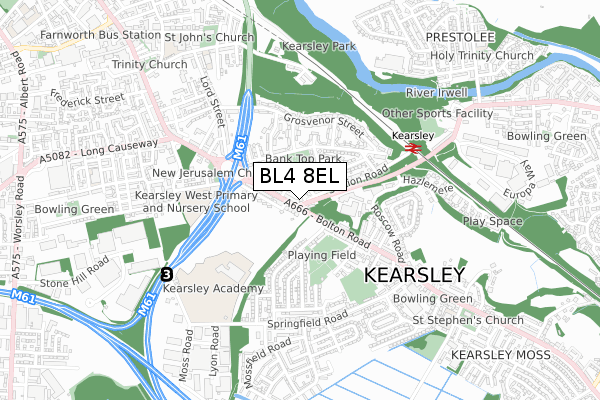 BL4 8EL map - small scale - OS Open Zoomstack (Ordnance Survey)