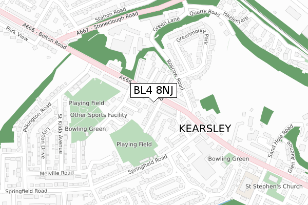 BL4 8NJ map - large scale - OS Open Zoomstack (Ordnance Survey)