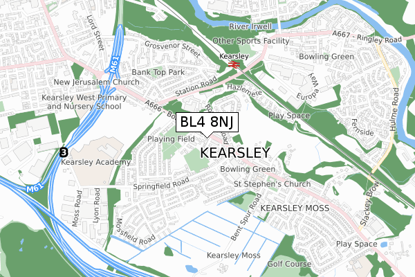 BL4 8NJ map - small scale - OS Open Zoomstack (Ordnance Survey)